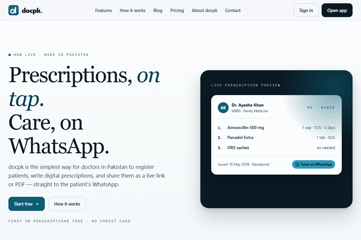 Screenshot of docpk.com