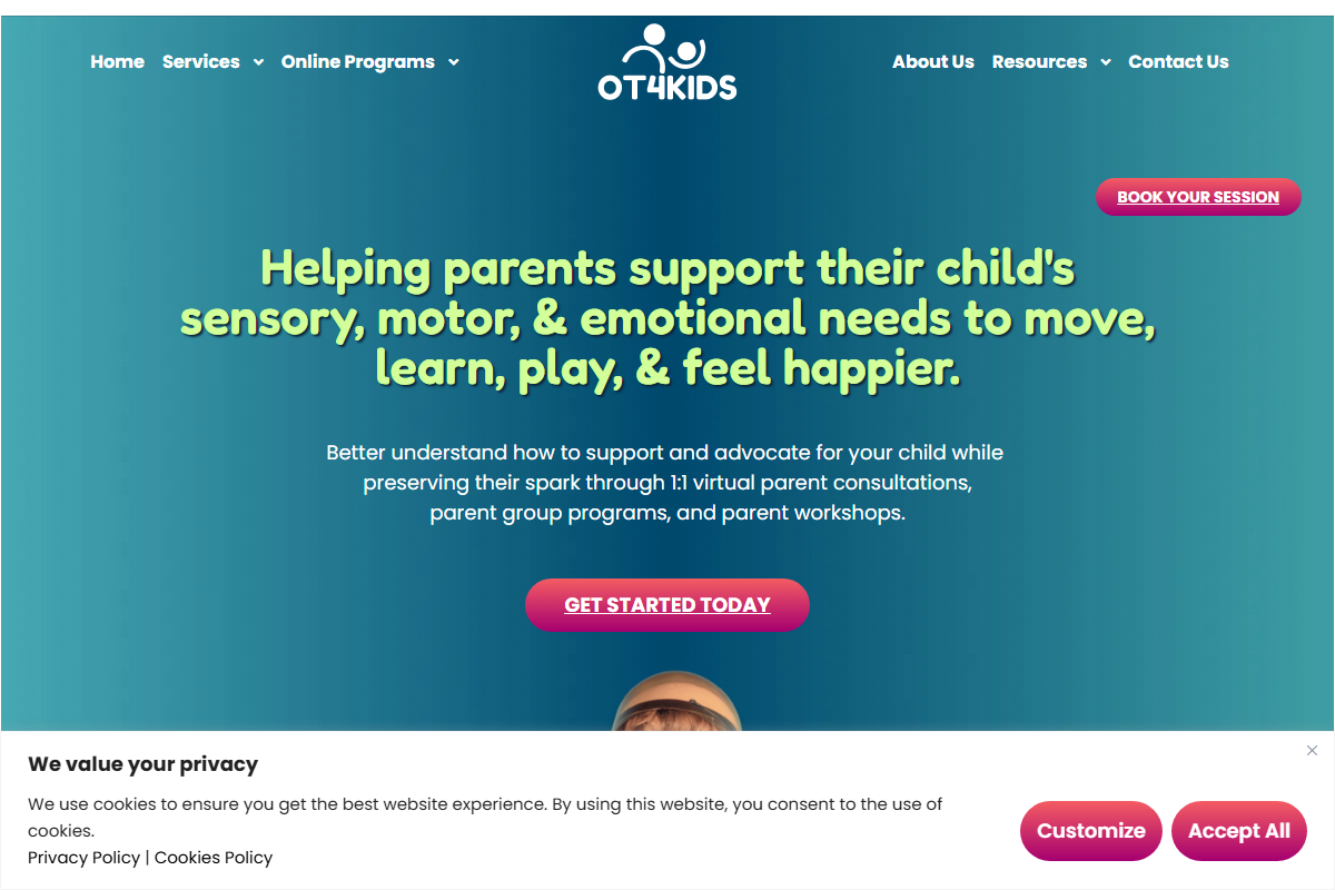 Screenshot of ot4kids.co.uk